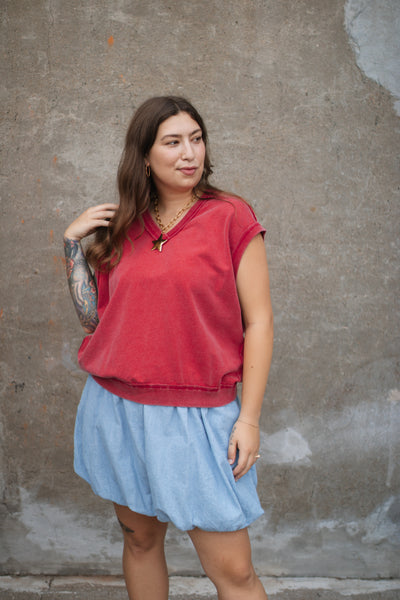 Caroline V-Neck Pullover Vest | Red