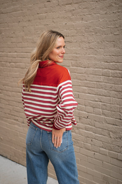 Sibyl Striped Collar Long Sleeve