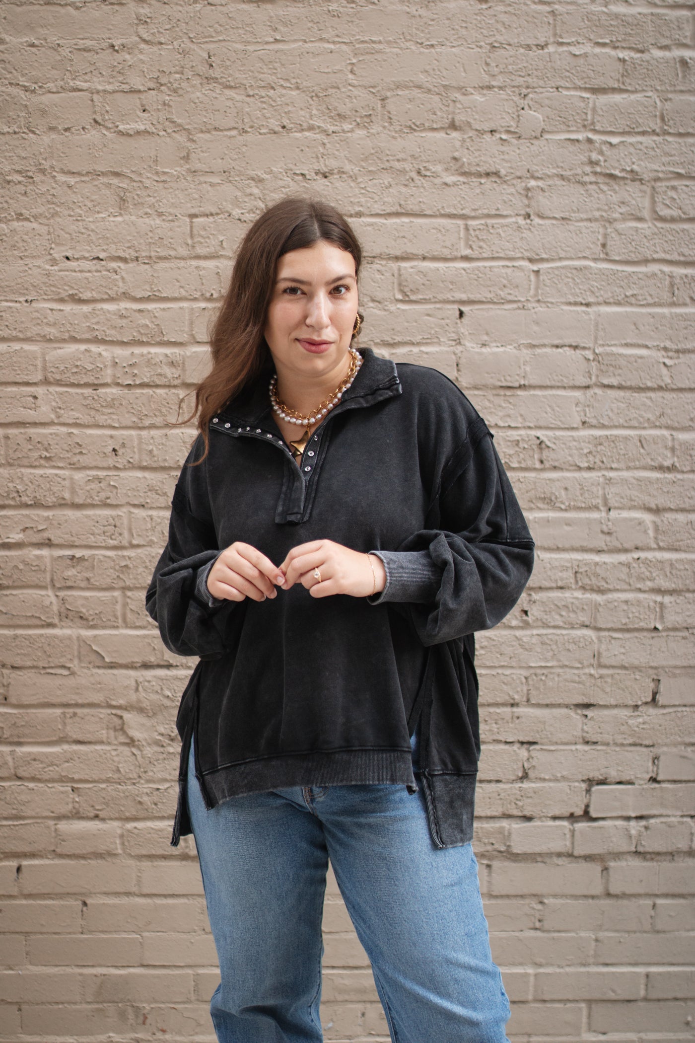 Meena Mineral Washed Oversized Pullover Sweatshirt