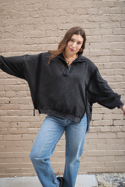 Meena Mineral Washed Oversized Pullover Sweatshirt