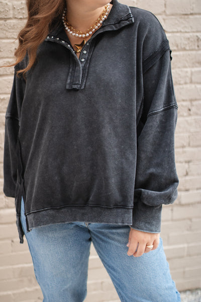Meena Mineral Washed Oversized Pullover Sweatshirt