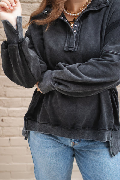 Meena Mineral Washed Oversized Pullover Sweatshirt