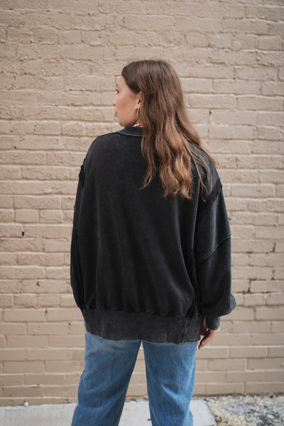 Meena Mineral Washed Oversized Pullover Sweatshirt