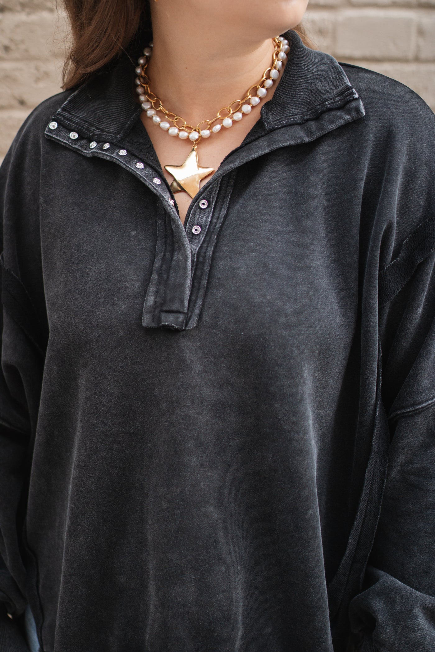 Meena Mineral Washed Oversized Pullover Sweatshirt