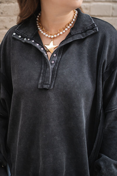 Meena Mineral Washed Oversized Pullover Sweatshirt