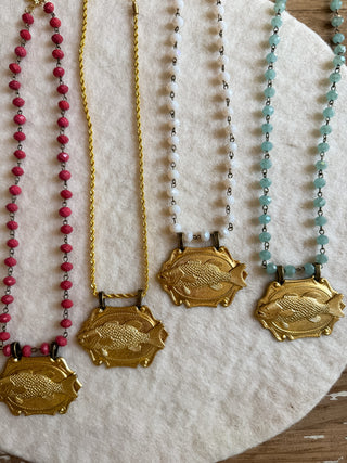 Ricky Vintage Fish Medallion Necklace