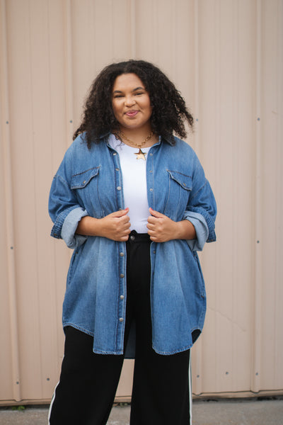 Remi Oversized Denim Shirt Jacket | Medium Wash