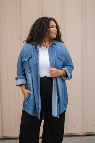Remi Oversized Denim Shirt Jacket | Medium Wash