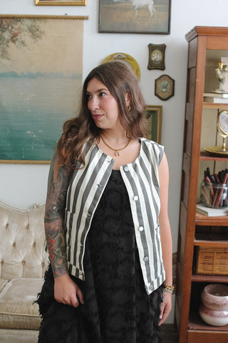 Callie Striped Button Down Vest