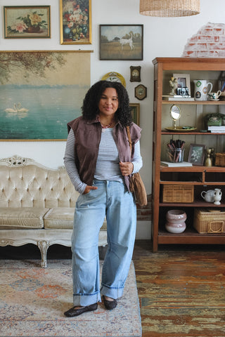 Della Vintage Wash Bomber Vest