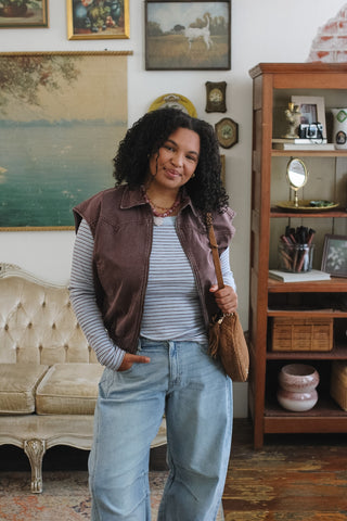 Della Vintage Wash Bomber Vest