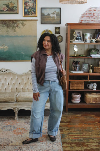 Della Vintage Wash Bomber Vest