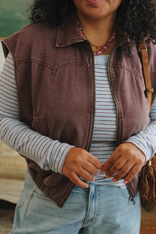 Della Vintage Wash Bomber Vest