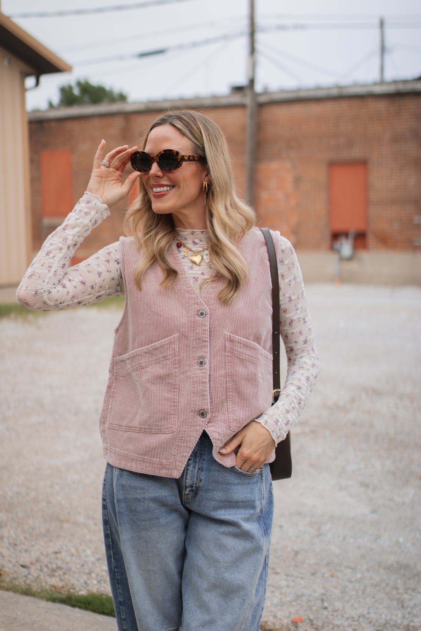 Erika Ribbed Suede Button-Up Vest