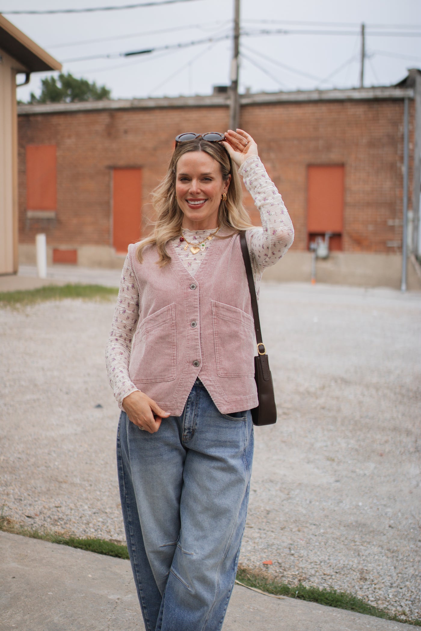 Erika Ribbed Suede Button-Up Vest