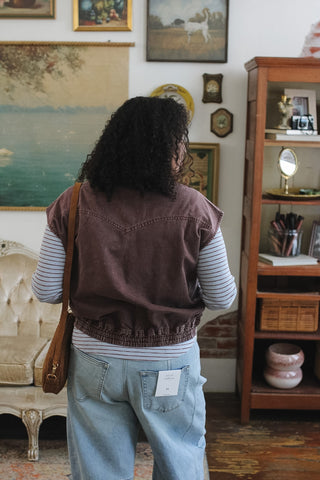 Della Vintage Wash Bomber Vest
