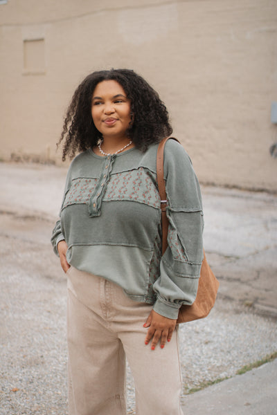 Evie Floral Patchwork Henley Top