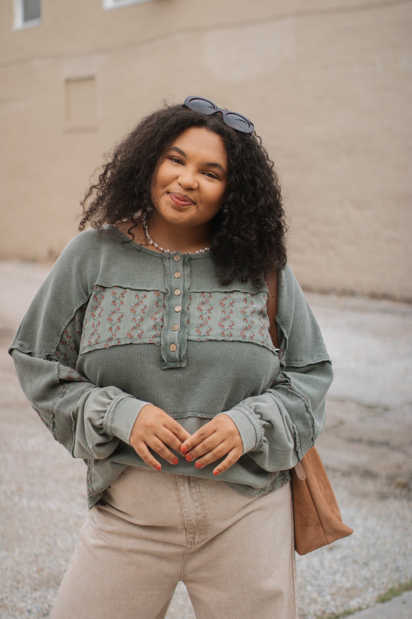 Evie Floral Patchwork Henley Top