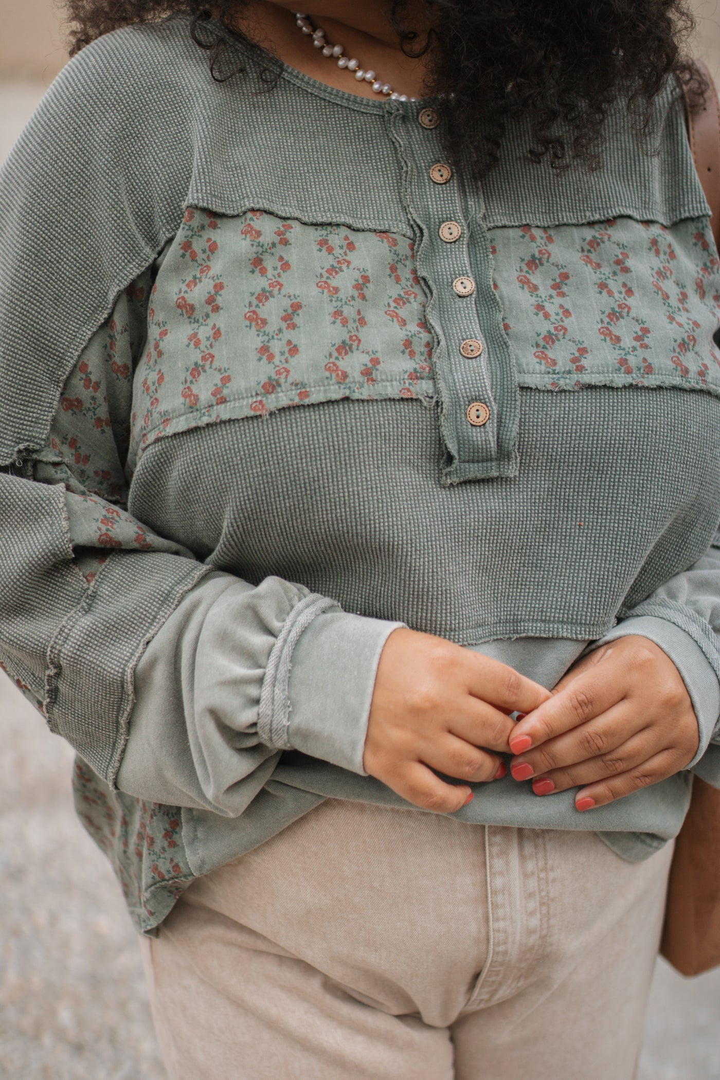Evie Floral Patchwork Henley Top