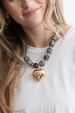 Meadow Chunky Heart Beaded Necklace