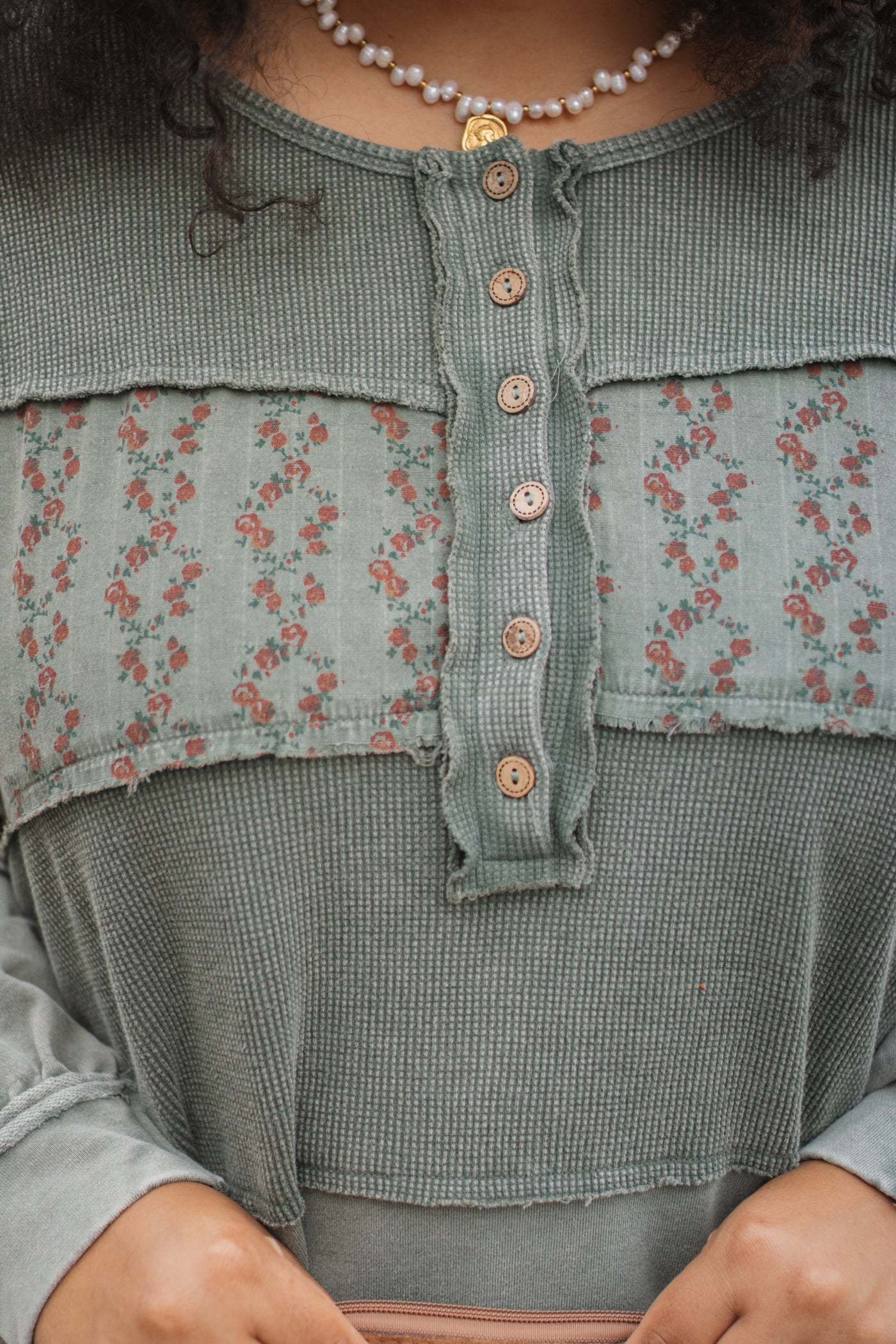 Evie Floral Patchwork Henley Top