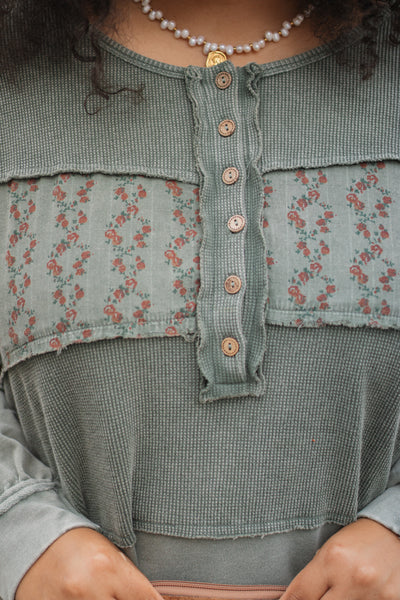 Evie Floral Patchwork Henley Top