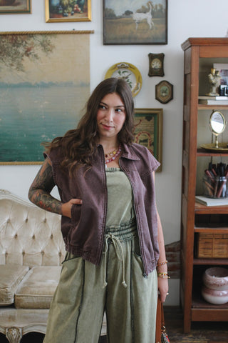 Della Vintage Wash Bomber Vest