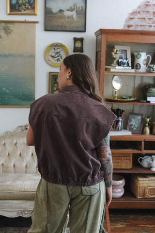 Della Vintage Wash Bomber Vest