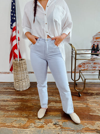 Risen Raw Hem Slit Jeans