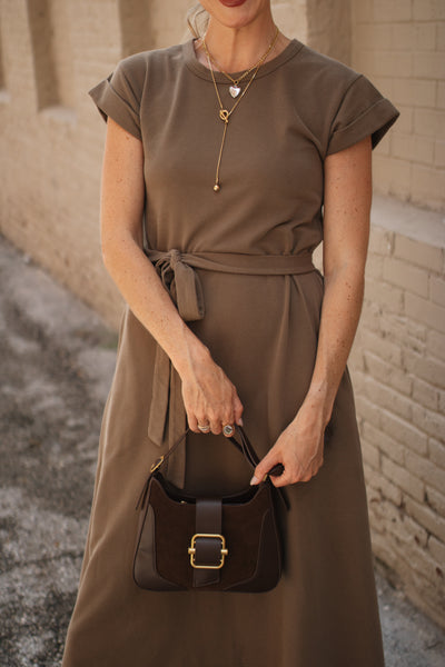 Danica Crewneck Tie Waist Tee Dress