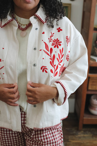 Poppy Floral Embroidered Denim Jacket