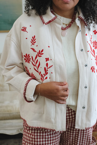 Poppy Floral Embroidered Denim Jacket