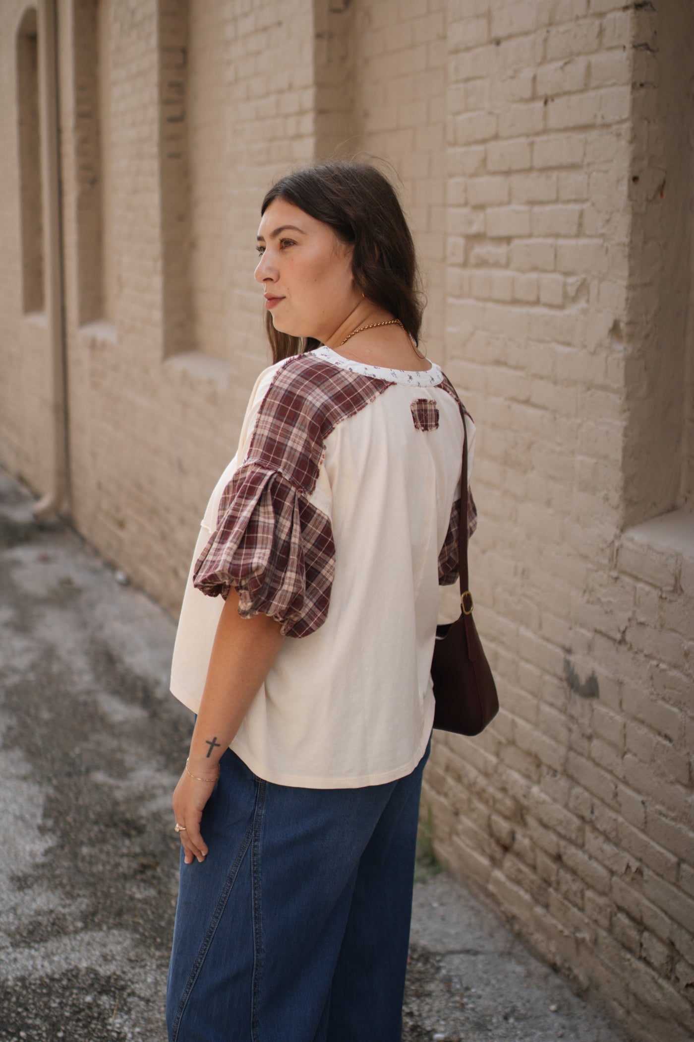 Zadie Plaid Bubble Sleeve Top