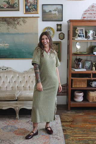Hayden Striped Ribbed Knit Maxi Dress