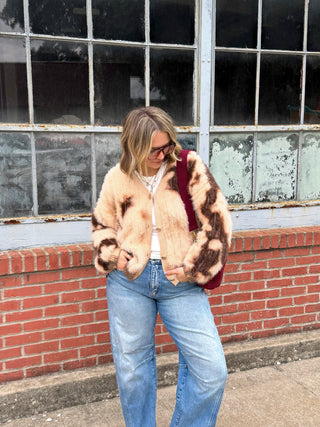 Ezme Patterned Fuzzy Cardigan
