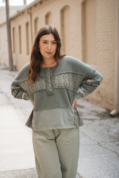Evie Floral Patchwork Henley Top