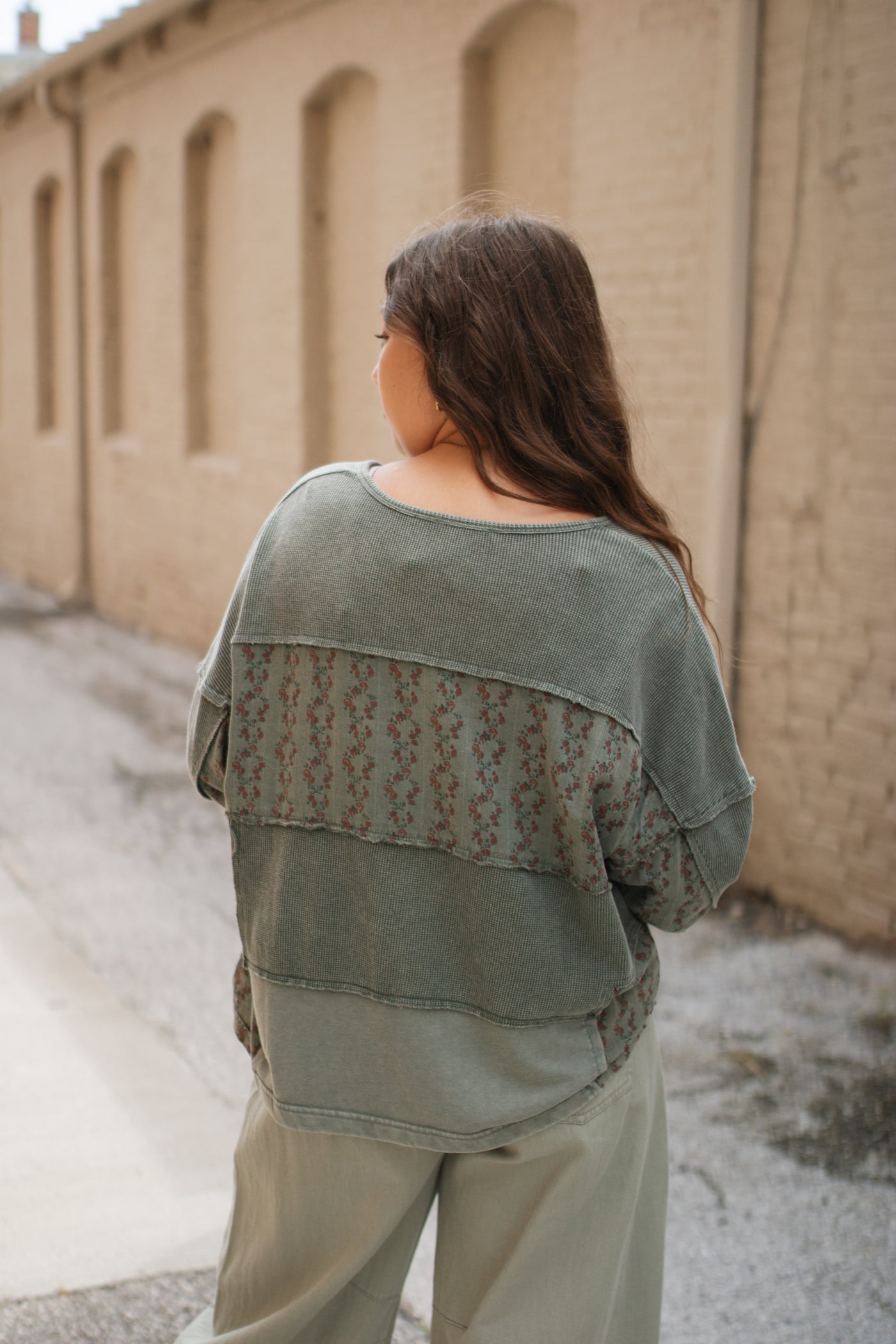 Evie Floral Patchwork Henley Top
