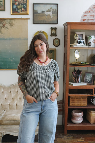Ella Gingham Short Sleeve Blouse