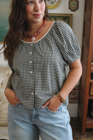 Ella Gingham Short Sleeve Blouse