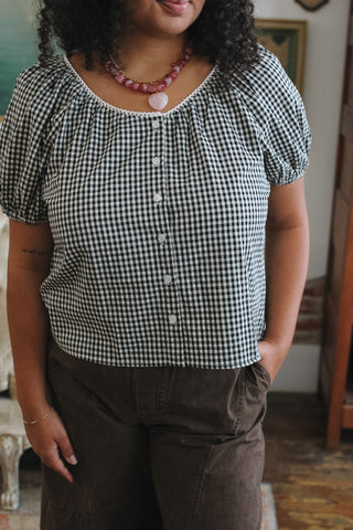 Ella Gingham Short Sleeve Blouse
