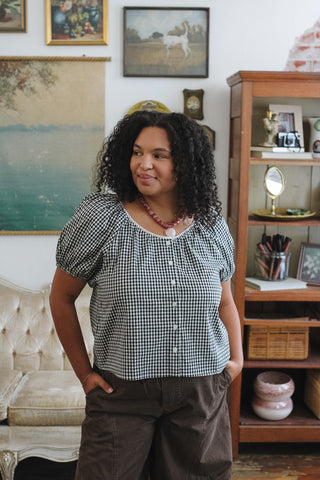 Ella Gingham Short Sleeve Blouse