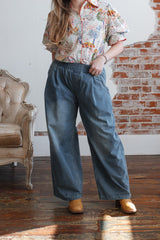Della Pleated Denim Pants