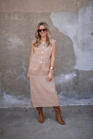 Millie Button Down Skirt Sweater Set