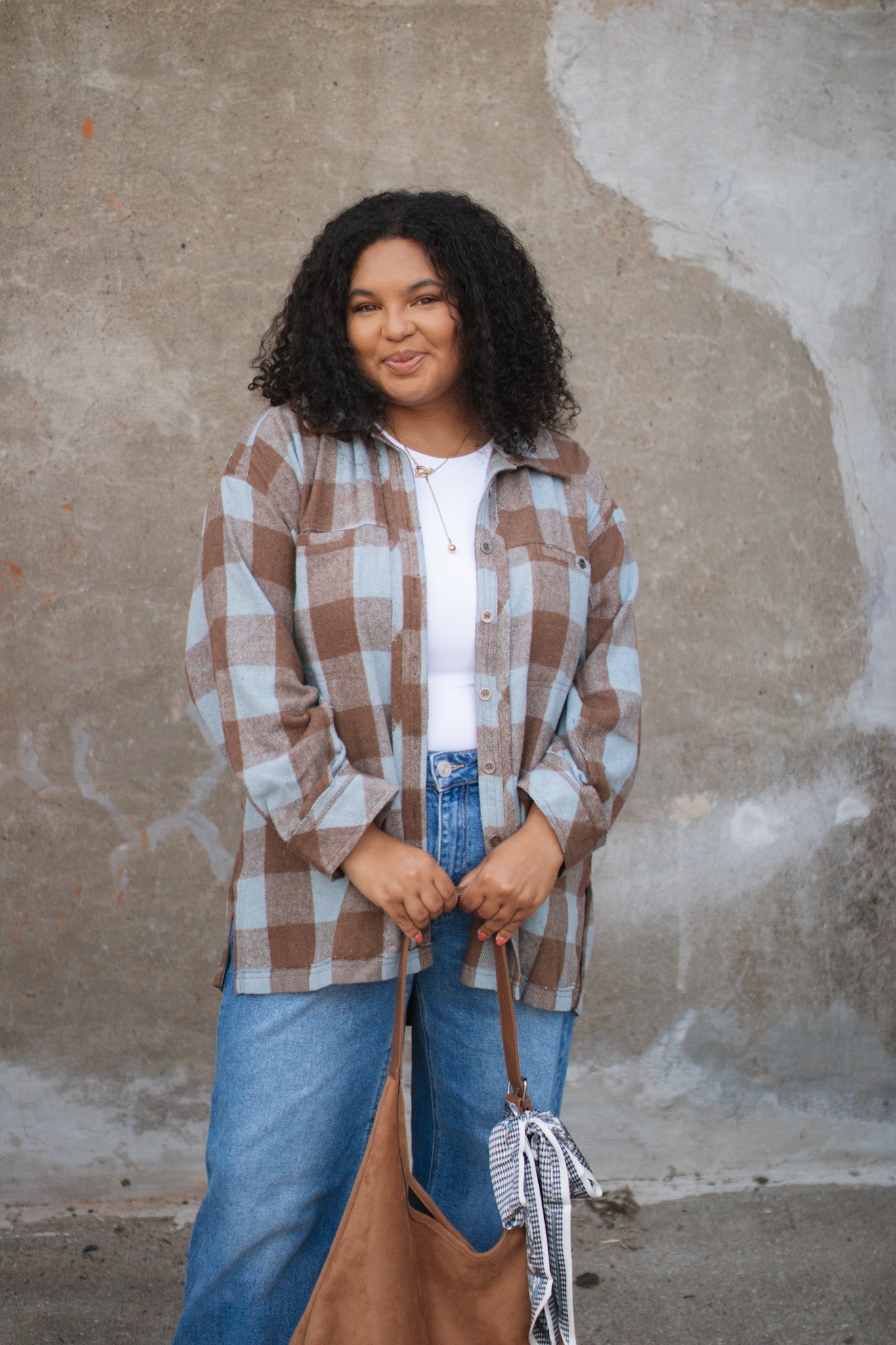 Zella Checkered Print Shacket