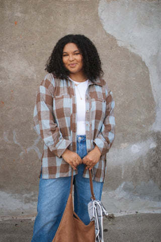 Zella Checkered Print Shacket