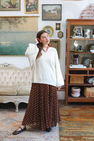 Clara Polka Dot Pleated Maxi Skirt