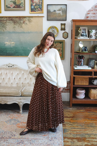 Clara Polka Dot Pleated Maxi Skirt