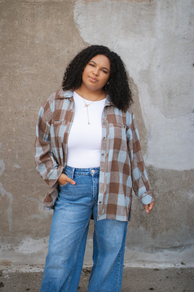 Zella Checkered Print Shacket