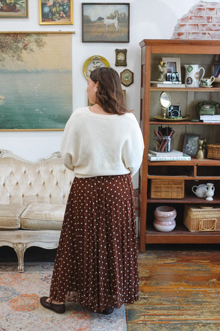 Clara Polka Dot Pleated Maxi Skirt