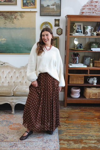 Clara Polka Dot Pleated Maxi Skirt